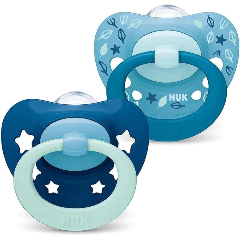 Chupetes de silicona Nuk 6 – 18 meses Azul 2 unidades – ParaFarmaciasOnline