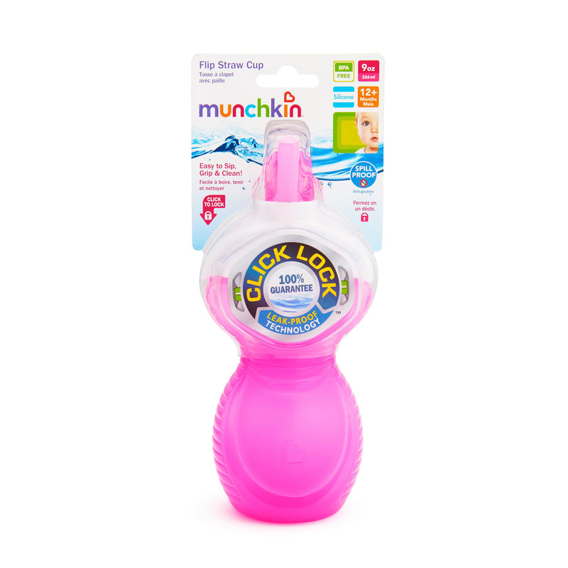 Vaso antiderrame c/bombilla flip click & lock 266 ml, Munchkin - KIDSCLUB Tienda ONLINE